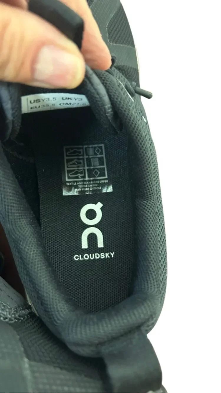 On Cloud Running Shoes Youth 3.5 Black White CloudTec Sneakers